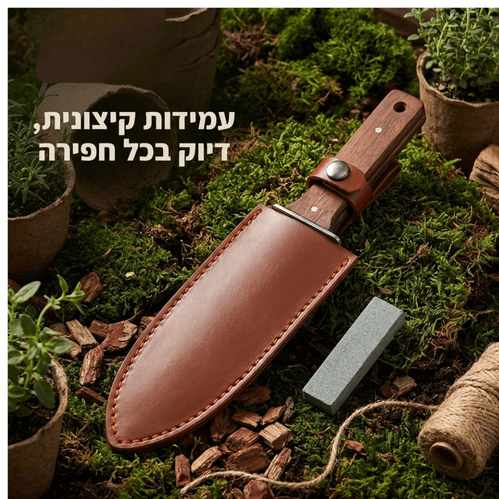 סכין גינה+אבן שיוף